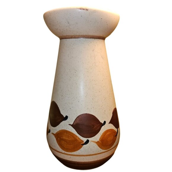 Vintage Vase Secla Portugal Handcrafted Ceramic Brown & Gold Leaf Design MCM - Picture 5 of 10